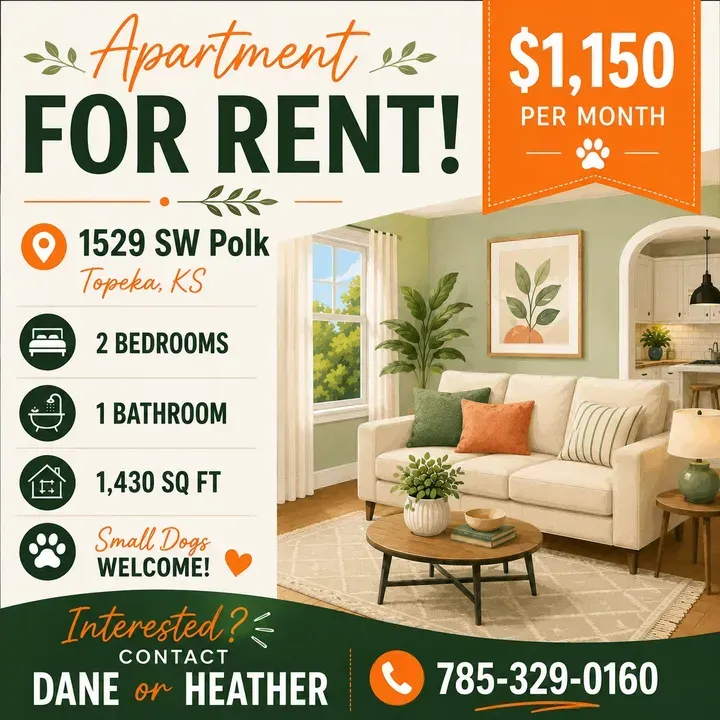 2 Bed 1 Bath Contemporary High-Rise Condo in Topeka, KS
